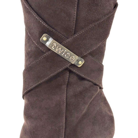 TWICE 🇮🇹WOMEN'S BROWN SUEDE WINTER BOOTS - Picture 3 of 7